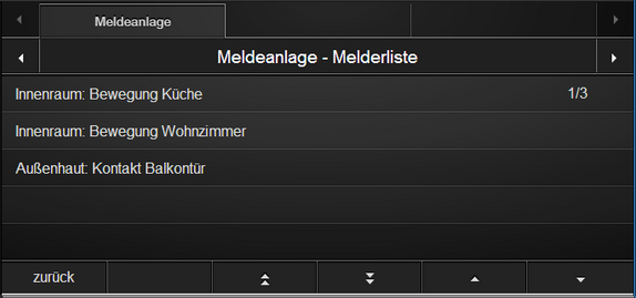 Visualisation alarm device list