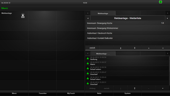 Visualisation alarm device list in the Browser Plugin