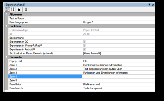 Gira HomeServer Experte: Infotext 5 Zeilen