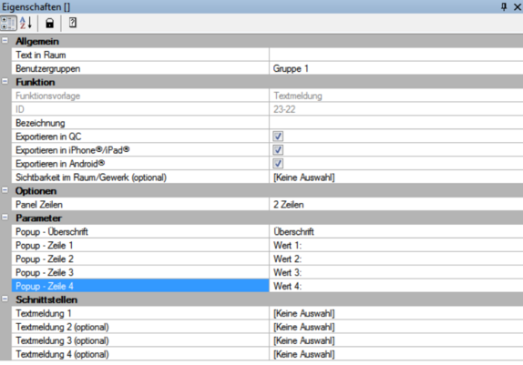 Gira HomeServer Experte: Textmeldung 5 Zeilen